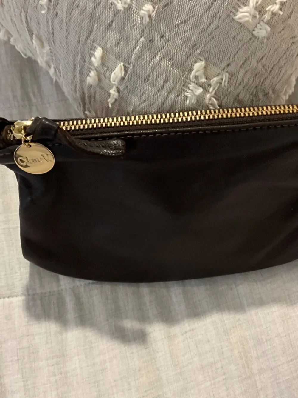 Clare V Chocolate dark brown wallet clutch with tabs